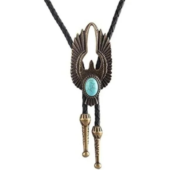 NECKLACE Leather Western Cowboy for Men’s Bolo Tie - Picture 2 of 8